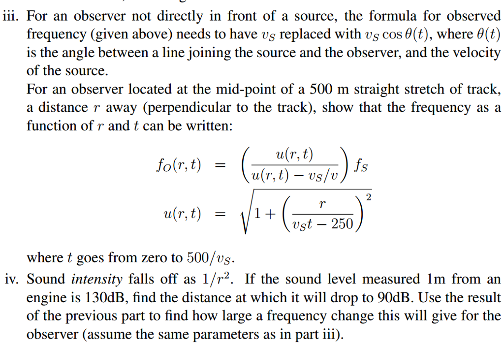 Solved iii. For an observer not directly in front of a | Chegg.com