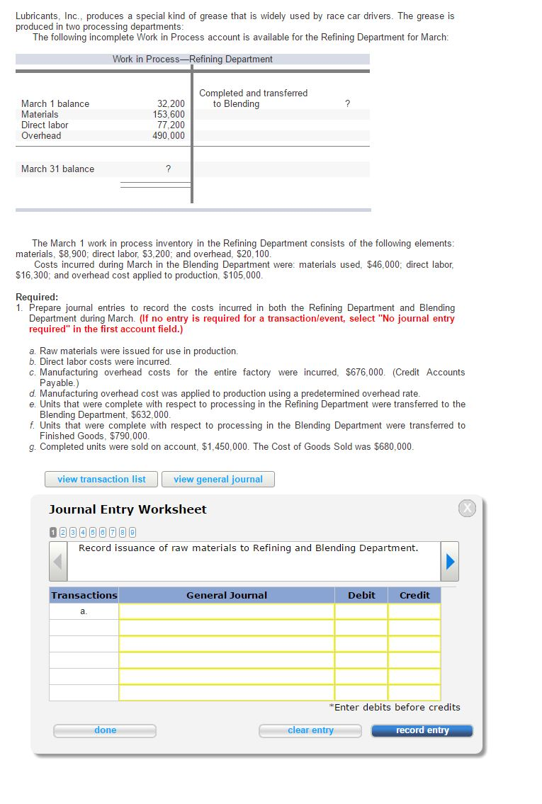 Solved Lubricants. Inc.. produces a special kind of grease