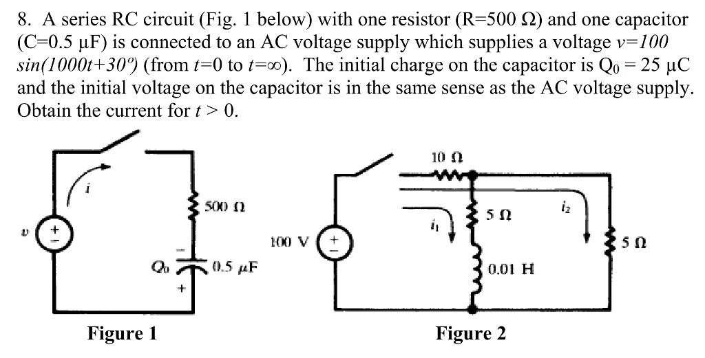 Solved 8·A series RC circuit(Fig. I below) with one resistor | Chegg.com