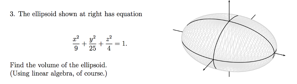 Solved The ellipsoid shown at right has equation x^2/9 + | Chegg.com