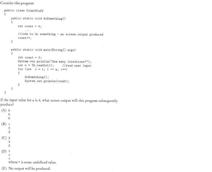 Solved Consider this program: public class CountStuff | Chegg.com