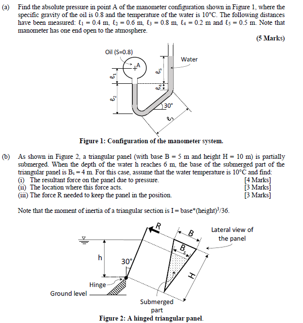 Solved (a) Find the absolute pressure in point A of the | Chegg.com