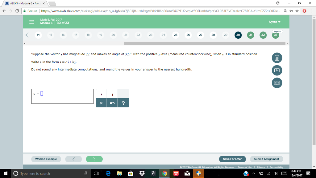 Solved A ALEKSModule 6 . Alys MI 0 Math 5, Fall 2017 Mod...