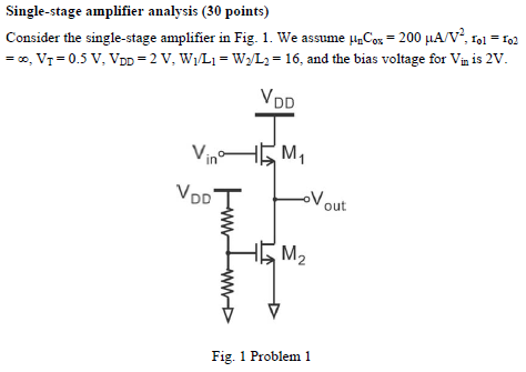 Solved Single-state amplifier analysis Consider the | Chegg.com