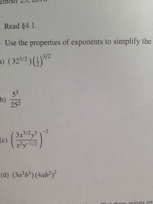 use the properties of exponents to simplify the expression 25 3 2