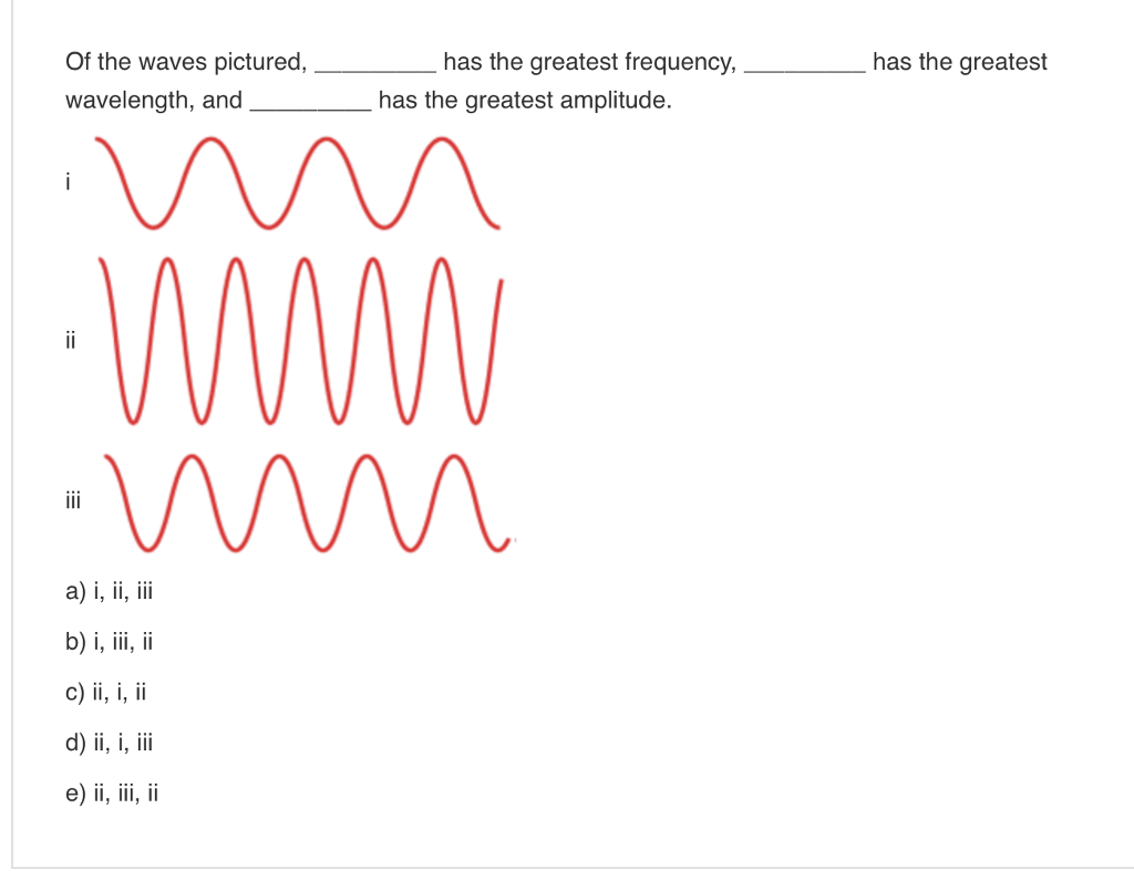 Solved Of the waves pictured, has the greatest frequency,