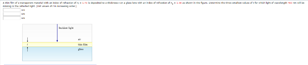 Solved A thin film of a transparent material with an index | Chegg.com