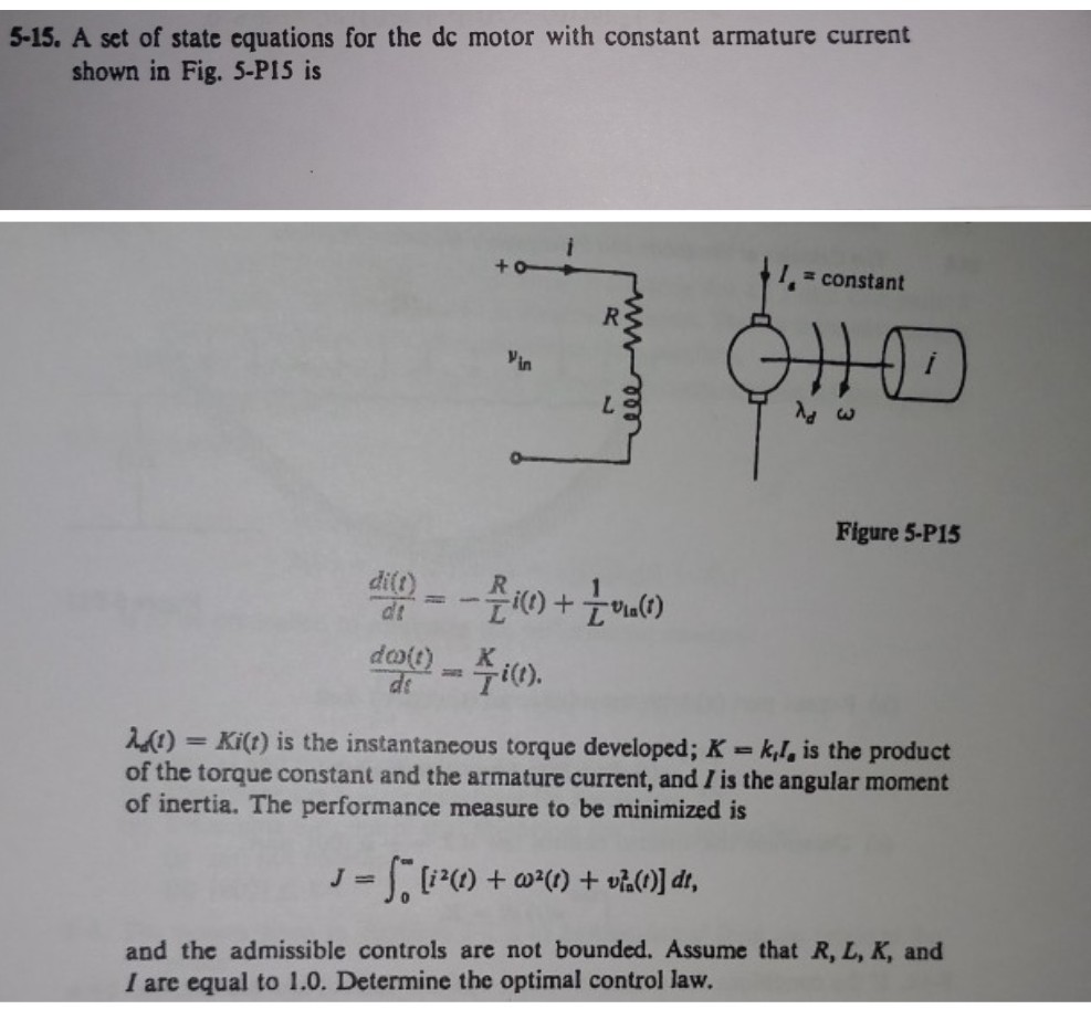 Solved 515. A set of state equations for the dc motor with