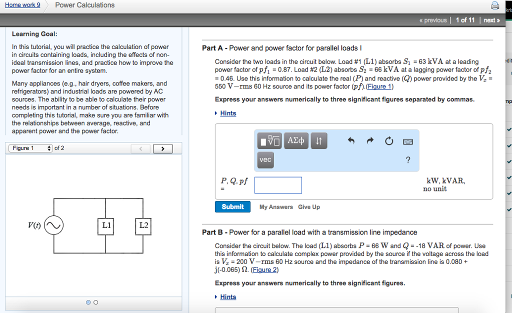 Solved Home work9 Power Calculations « previous 1 of 11 I | Chegg.com