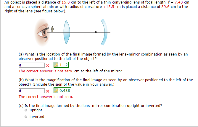 Solved An object is placed a distance of 15.0 cm to the left