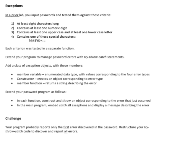 solved-exceptions-in-a-prior-lab-you-input-passwords-and-chegg