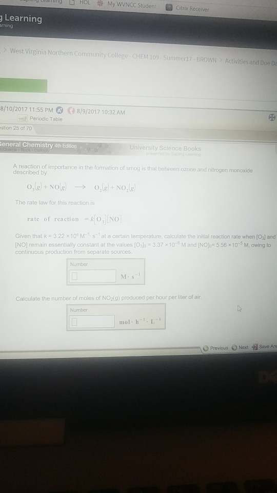 Solved a reaction of importance in the formation of smog is | Chegg.com