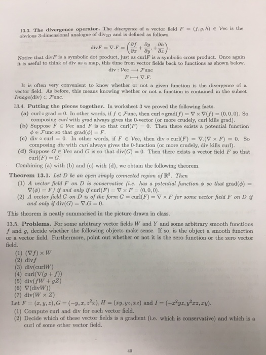 Solved The divergence operator. The divergence of a vector | Chegg.com