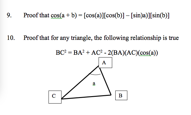 Solved Proof That Cos(a + B) = [cos(a)][cos(b)] - | Chegg.com