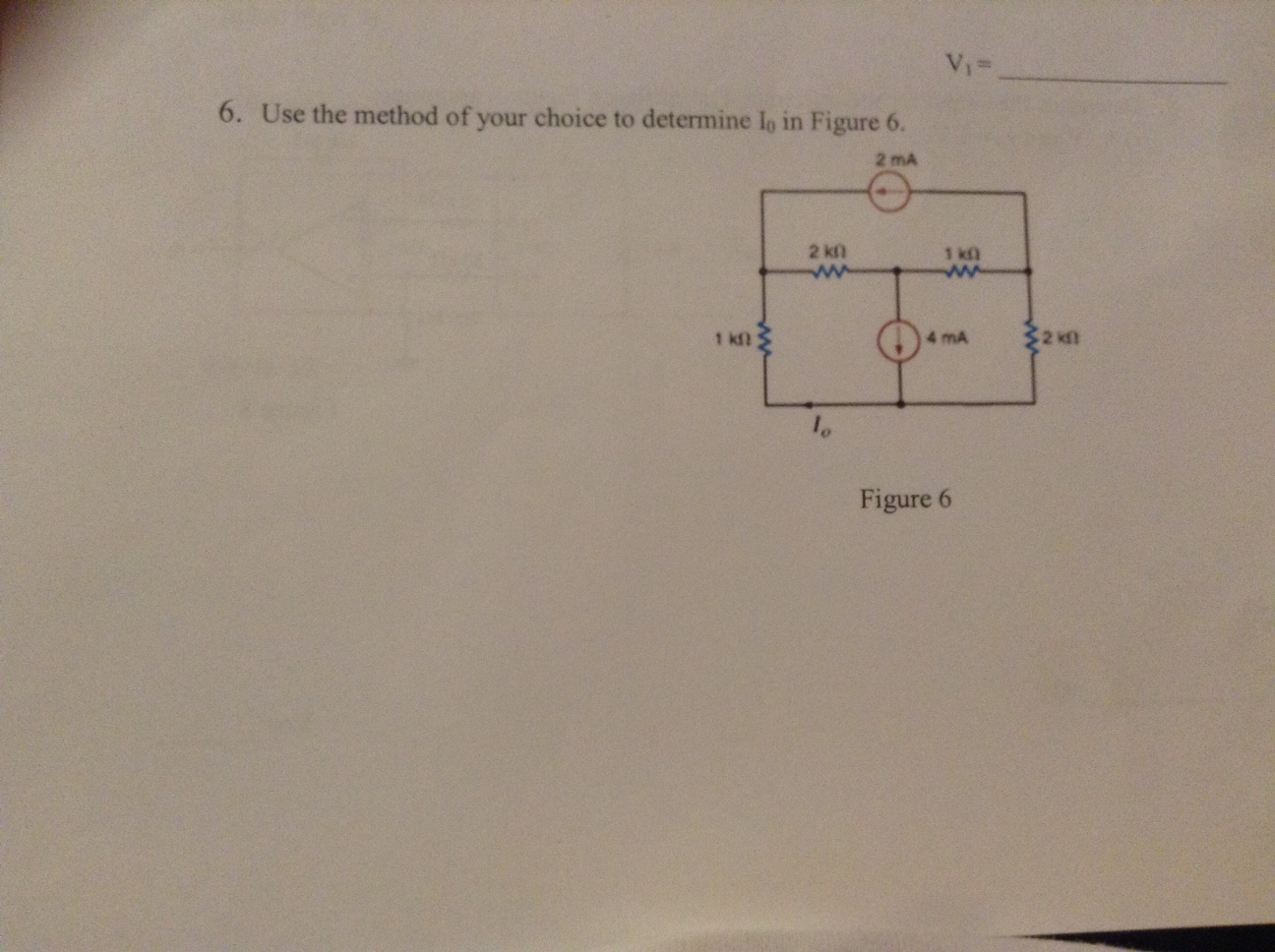 Solved V1= 6.Use the method of your choice to determine I0 | Chegg.com