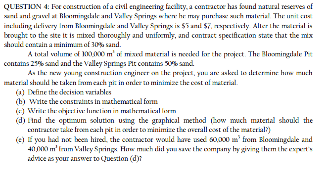 Solved For construction of a civil engineering facility, a | Chegg.com