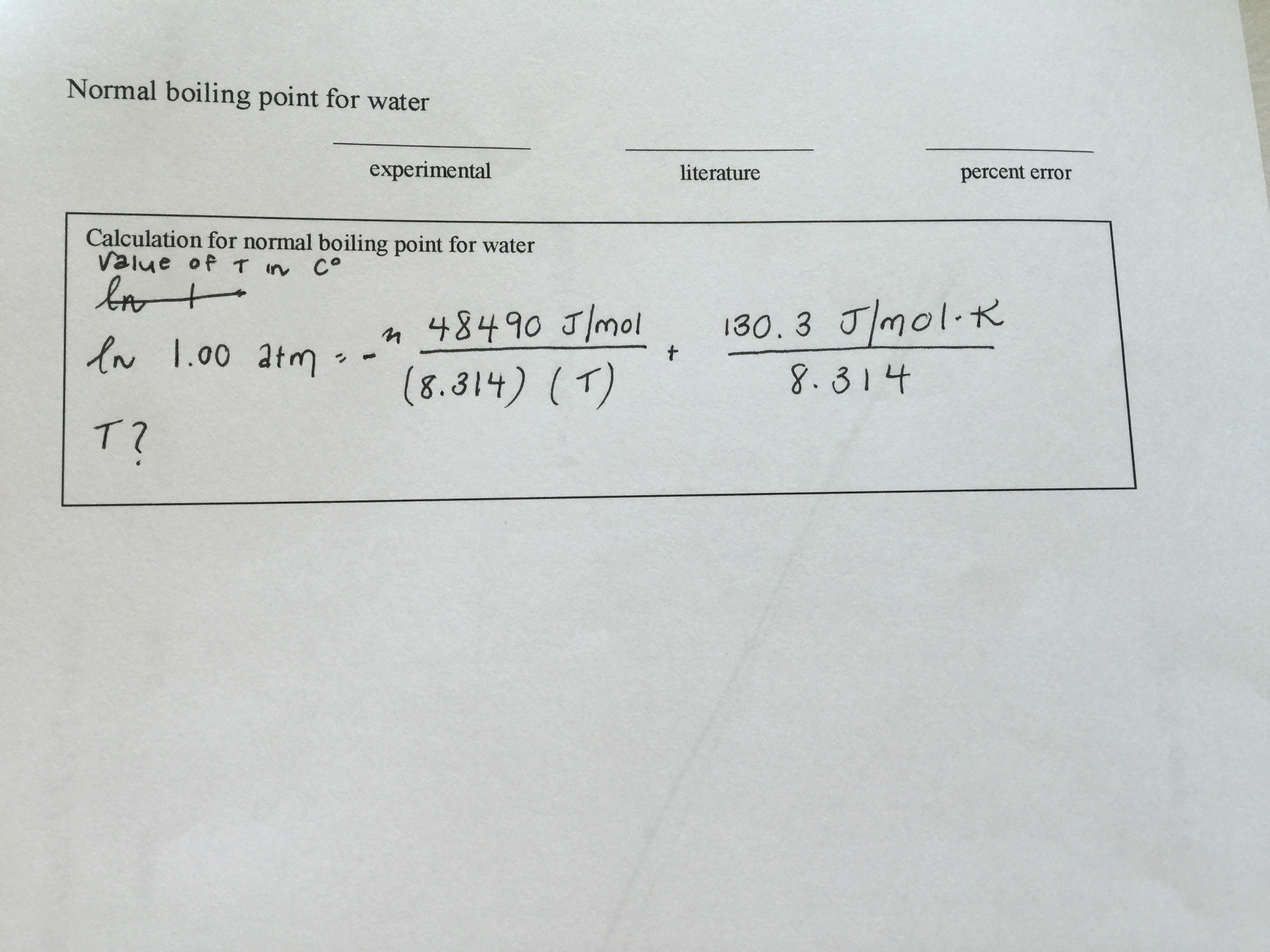 Normal Boiling Point Formula