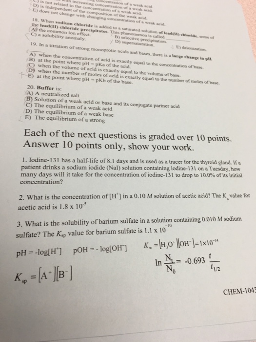 Solved When Sodium Chloride Is Added To A Saturated