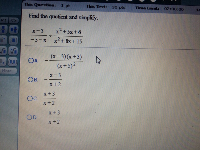 solved-find-the-quotient-and-simplify-x-3-5-x-x-2-5x-chegg