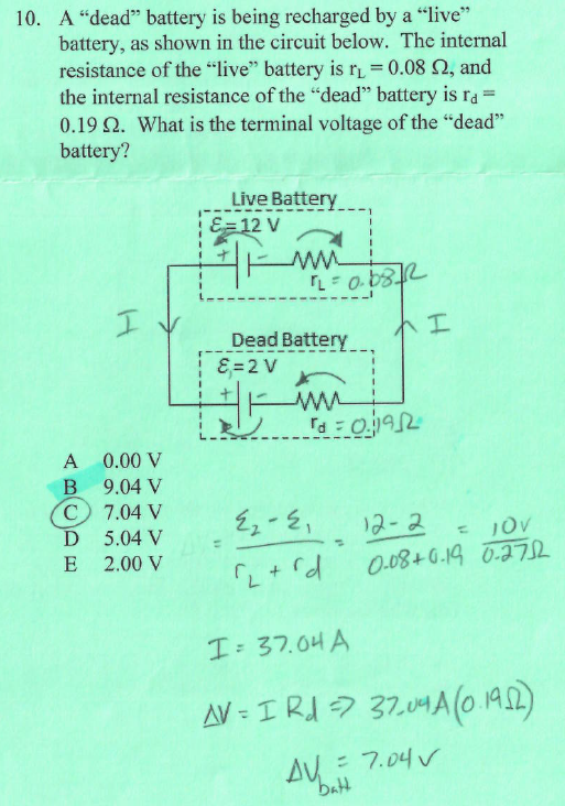 Solved A "dead" battery is being recharged by a "live"