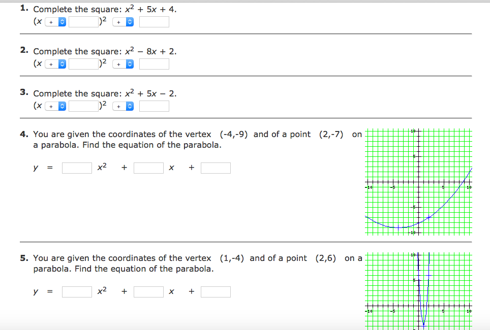 x 2 5x 25 4 complete the square