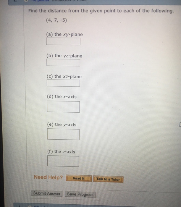 Solved Find the distance from the given point to each of the | Chegg.com