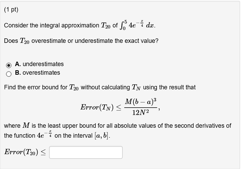 Solved Consider the integral approximation T_20 of | Chegg.com