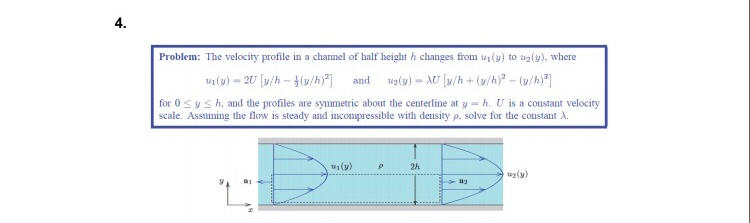 Solved 4. Problem: The velocity profile in a channel of half | Chegg.com