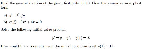 Solved Find the general solution of the given first order | Chegg.com