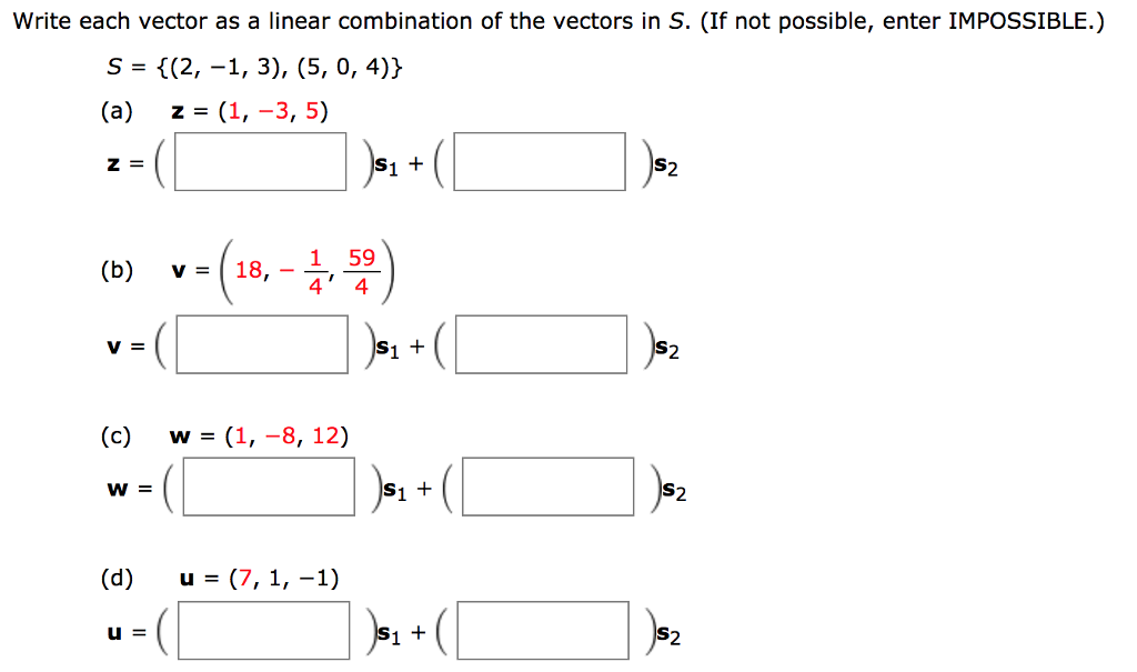 Solved Write each vector as a linear combination of the | Chegg.com