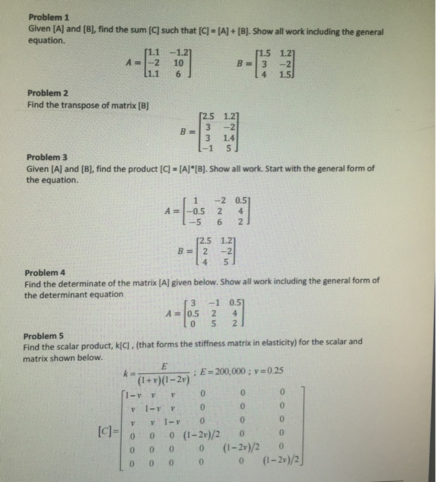 Solved Given [A] And [B], Find The Sum [C] Such That [C] = | Chegg.com