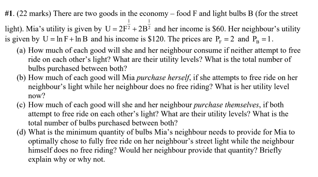 Solved 1 22 Marks There Are Two Goods In The Chegg