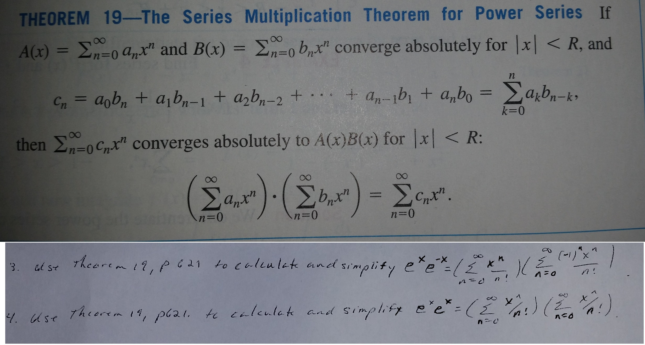 Solved the series multiplication theorem for power series if chegg