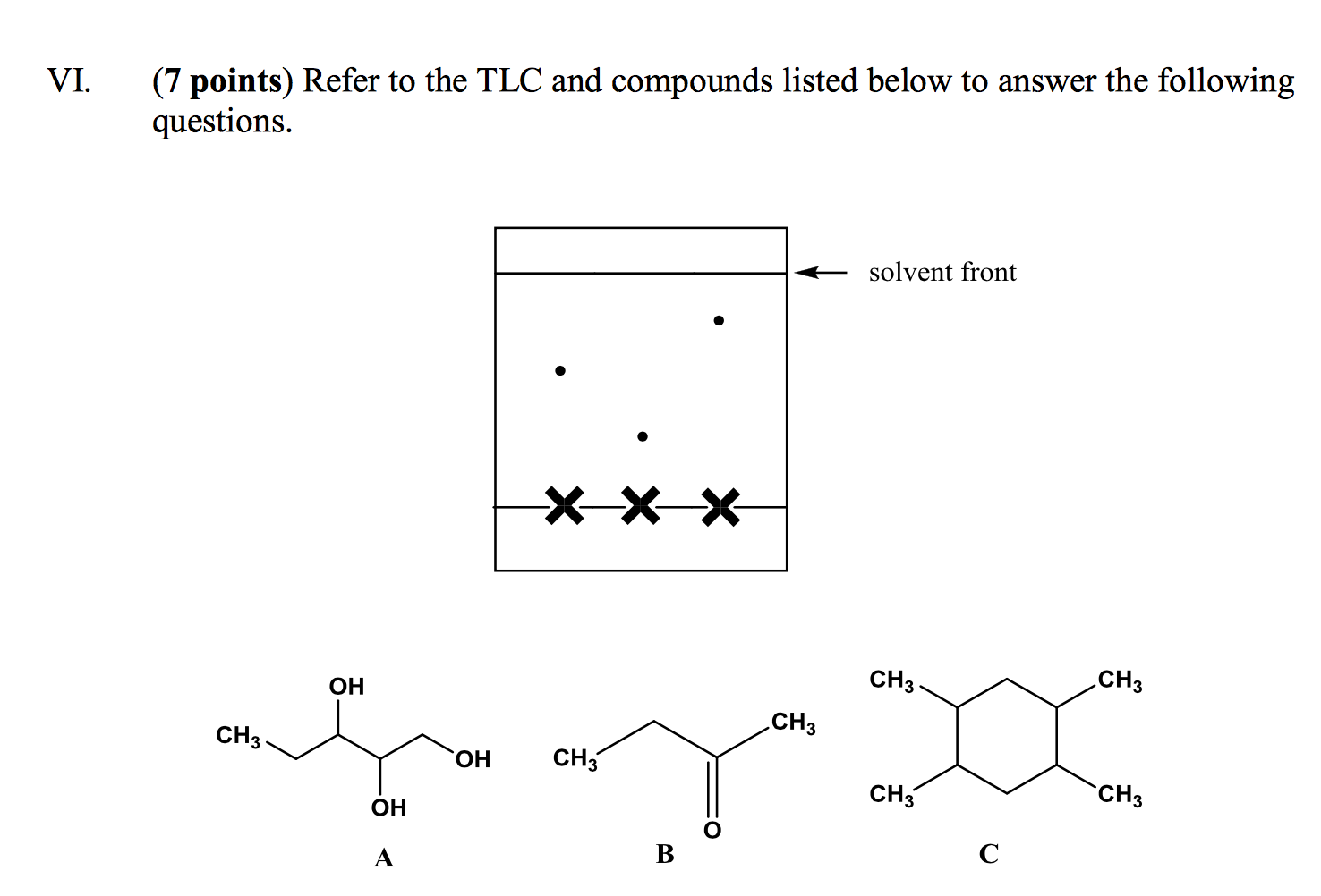 Solved (b). Match Each Compound (A, B, C) With Its TLC Spot | Chegg.com