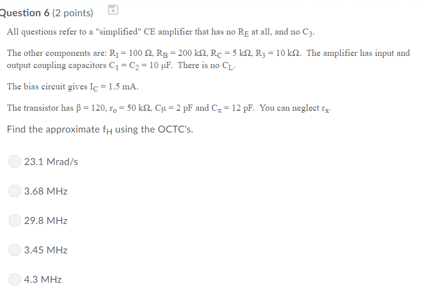 Solved Question 6 (2 points) All questions refer to a | Chegg.com