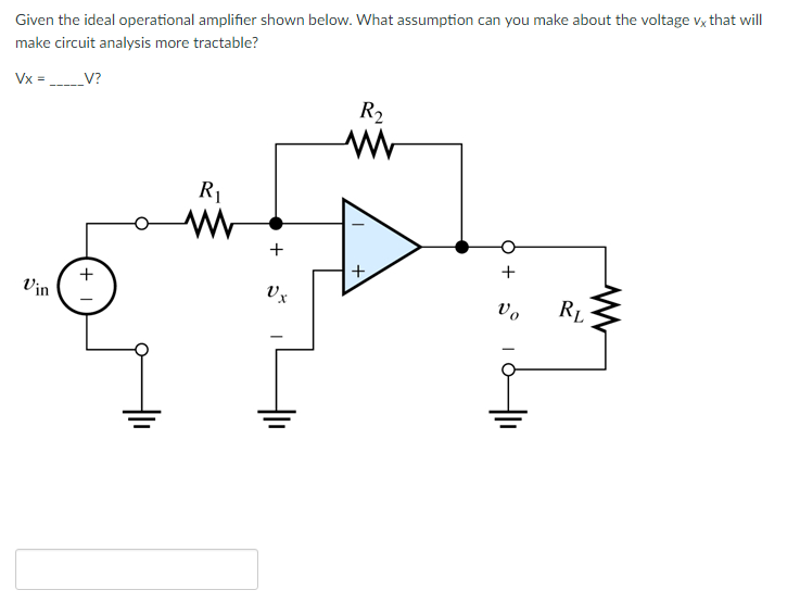 Solved Given the ideal operational amplifier shown below.