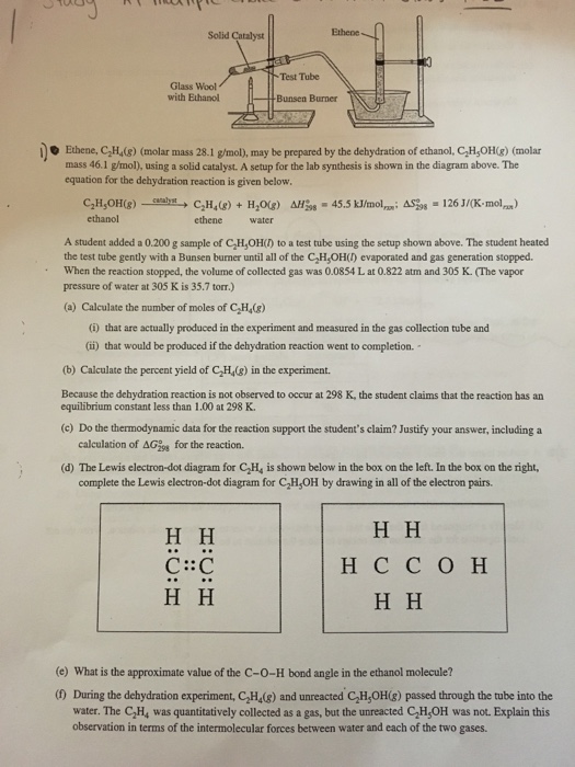 Solved Ethene C 2H 4 g molar mass 28.1 g mol may be Chegg