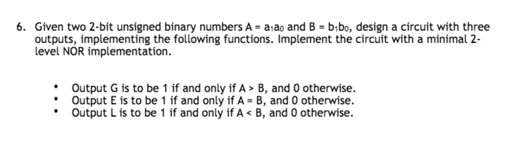 Solved Given Two 2-bit Unsigned Binary Numbers A = A_1a_0 | Chegg.com