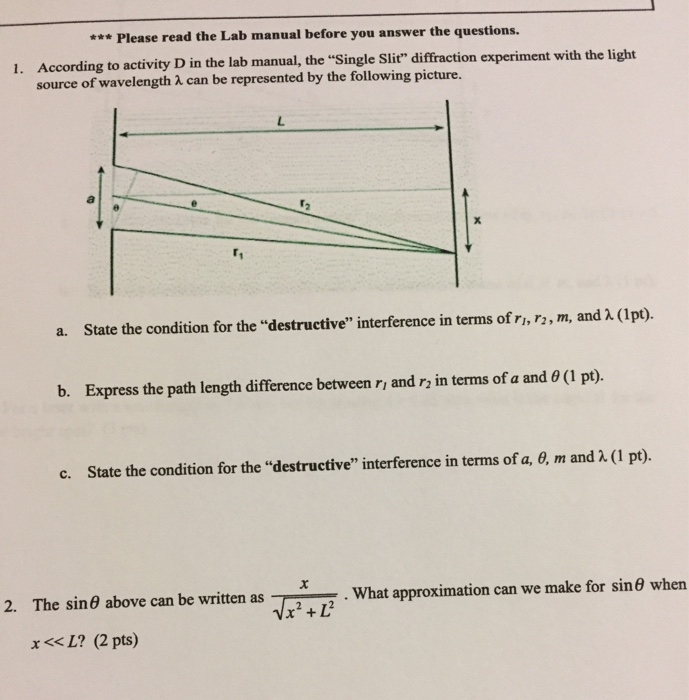 Solved ***Please read the Lab manual before you answer the | Chegg.com