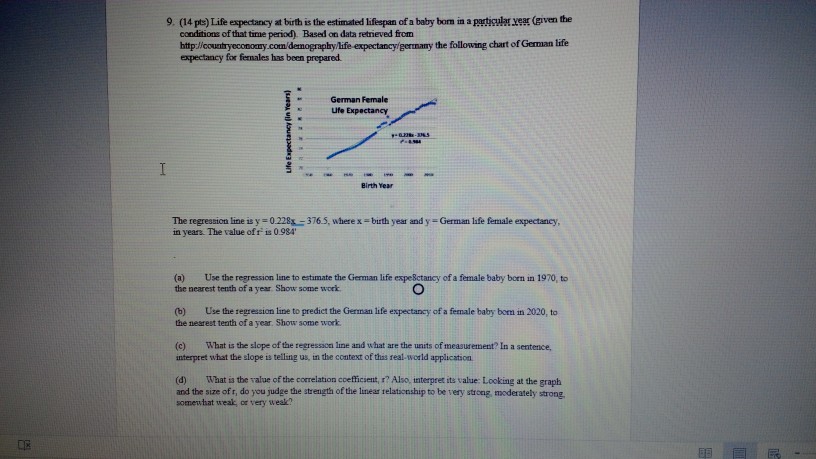 Solved 9 14 Pt Life Expectancy At Birth Is The Estimated Chegg