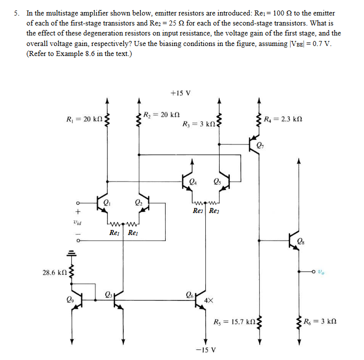 Solved In the multistage amplifier shown below, emitter | Chegg.com