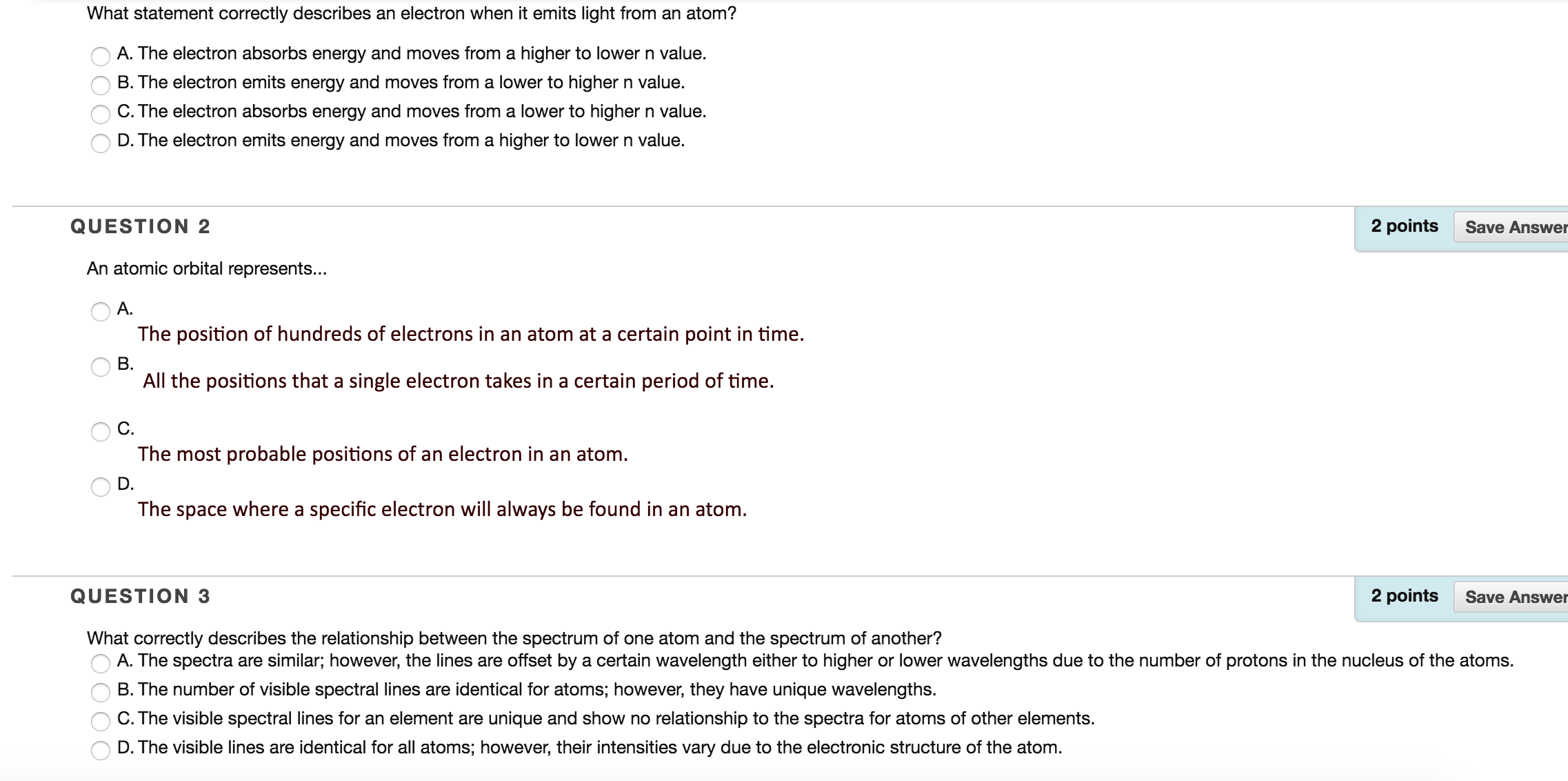 Solved What statement correctly describe an electron when it | Chegg.com