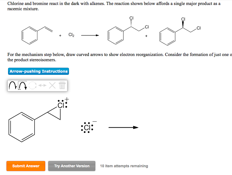 Solved Chlorine and bromine react in the dark with alkenes.