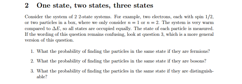 Solved 2 One state, two states, three states Consider the | Chegg.com