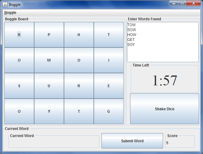 Text Boggle Solved Boggle Boggle Boggle Board Enter WNords Found 0 Time | Chegg.com