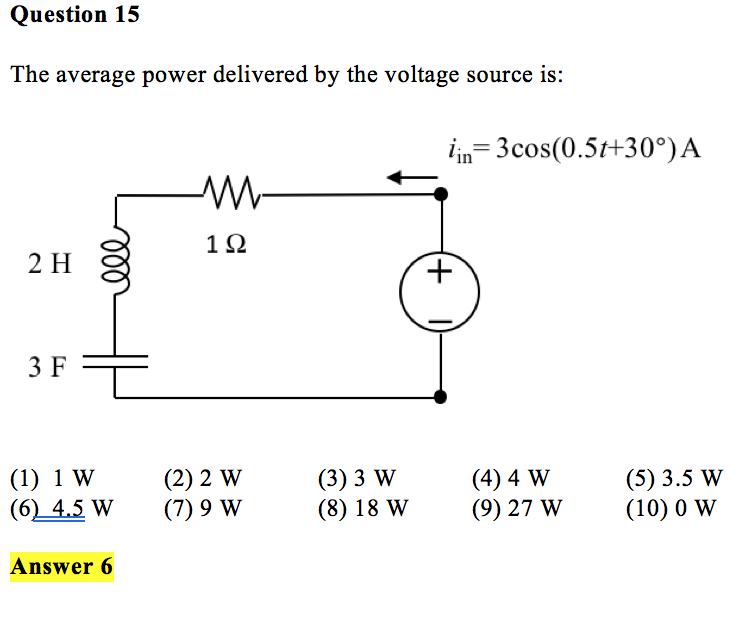 Solved The average power delivered by the voltage source is
