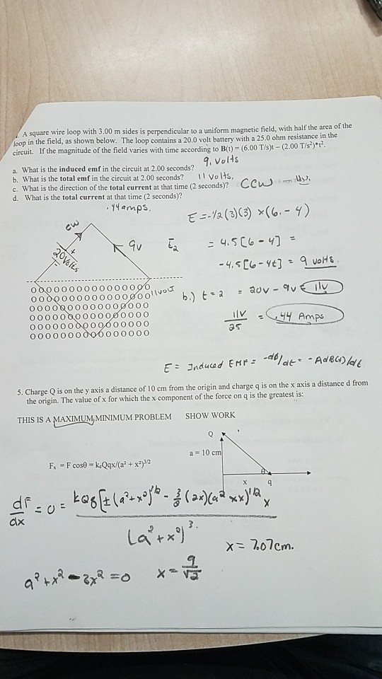Solved A square wire loop with 3.00 m sides is perpendicular | Chegg.com