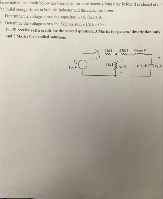 Solved he switch in the circuit below has been open for a | Chegg.com