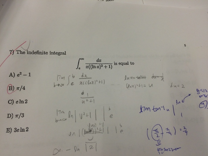 integral from e to infinity of 1 x ln x 2