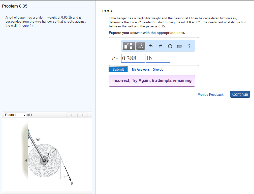 Solved A roll of paper has a uniform weight of 0.80 lb and | Chegg.com